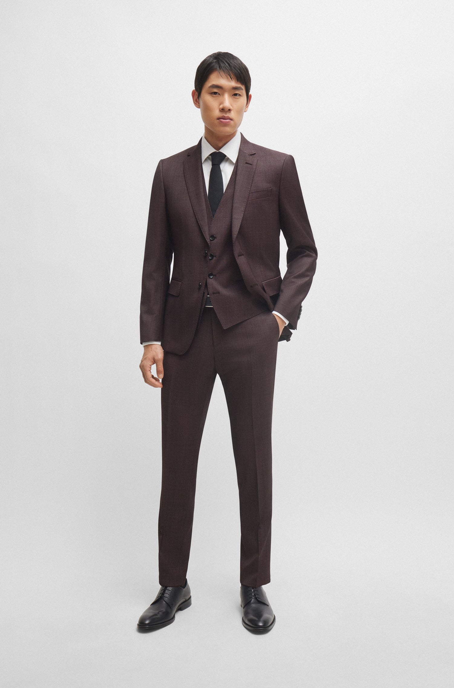 Hugo Boss H-Huge 3pc Suit Dk Red