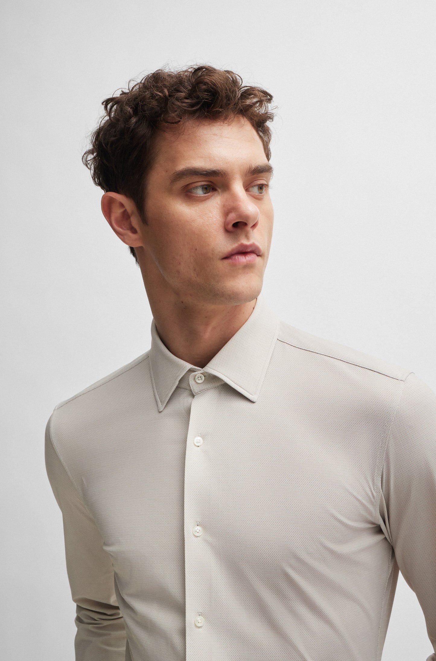 Hugo Boss P-Hank-Kent Slim LS Shirt Dark Beige