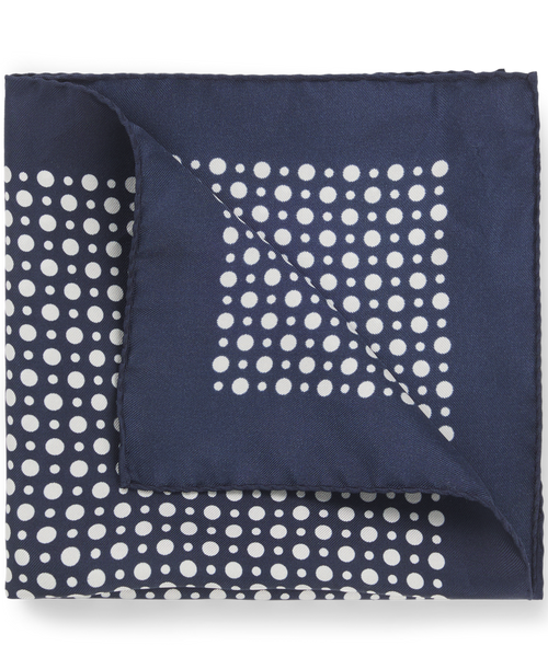 BECKHAM x BOSS Printed Silk Pocket Square Dark Blue