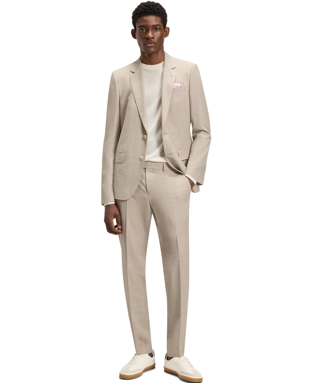 BECKHAM x BOSS Wool Blend Beige Suit