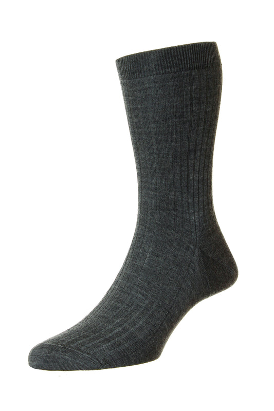 Pantherella Kangley Merino Super 100s Socks Dk Grey