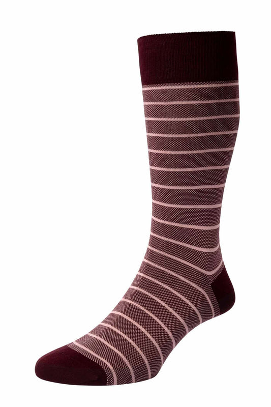 Pantherella Barrington Jacquard Sock Burgundy/Dusty Pink