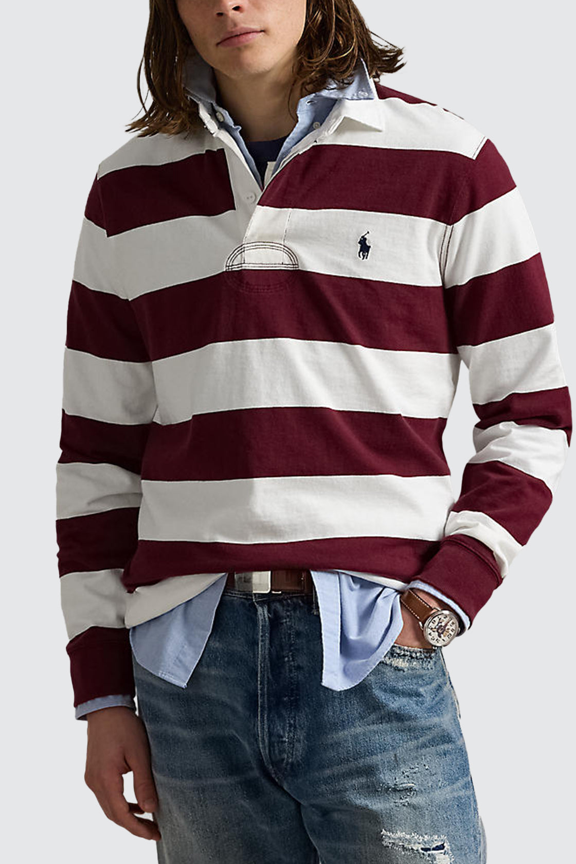 Polo Ralph Lauren The Iconic Rugby Shirt Classic Wine/Trophy Cream