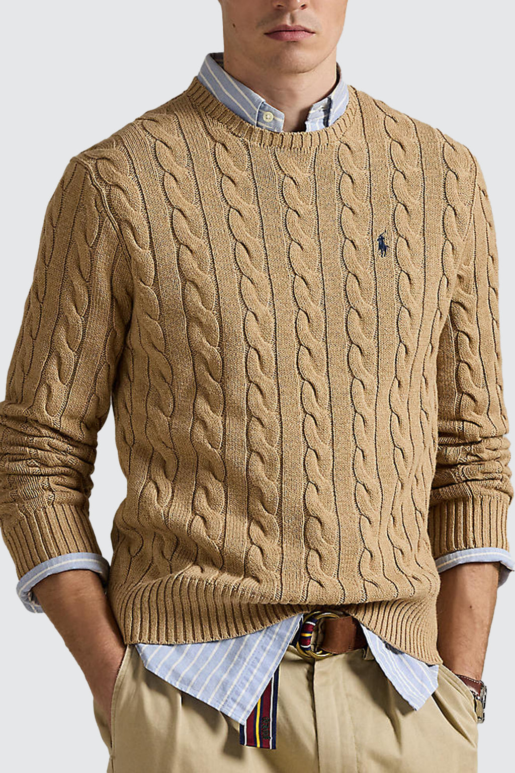 Polo Ralph Lauren Cable-Knit Cotton Sweater Camel Melange