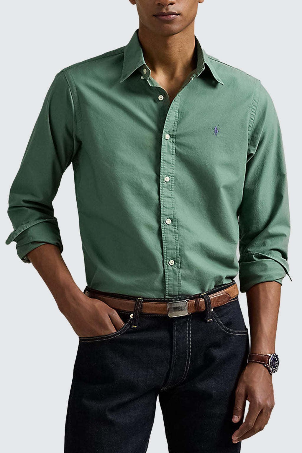 Polo Ralph Lauren Custom Fit Garment-Dyed Oxford LS Shirt Fatigue