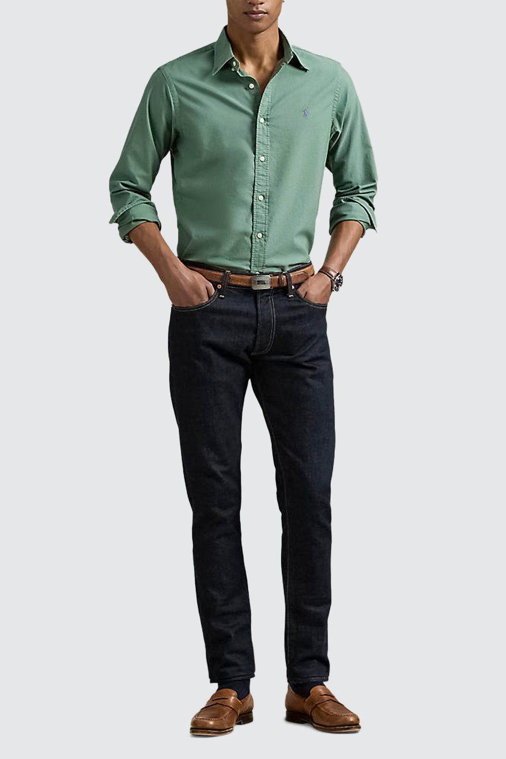 Polo Ralph Lauren Custom Fit Garment-Dyed Oxford LS Shirt Fatigue