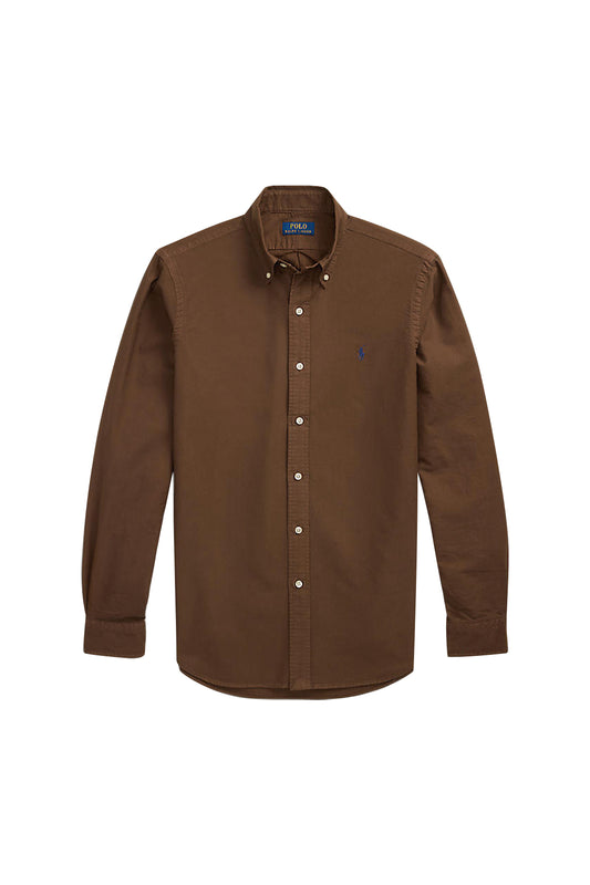 Polo Ralph Lauren Custom Fit Garment-Dyed Oxford LS Shirt Chocolate Mousse