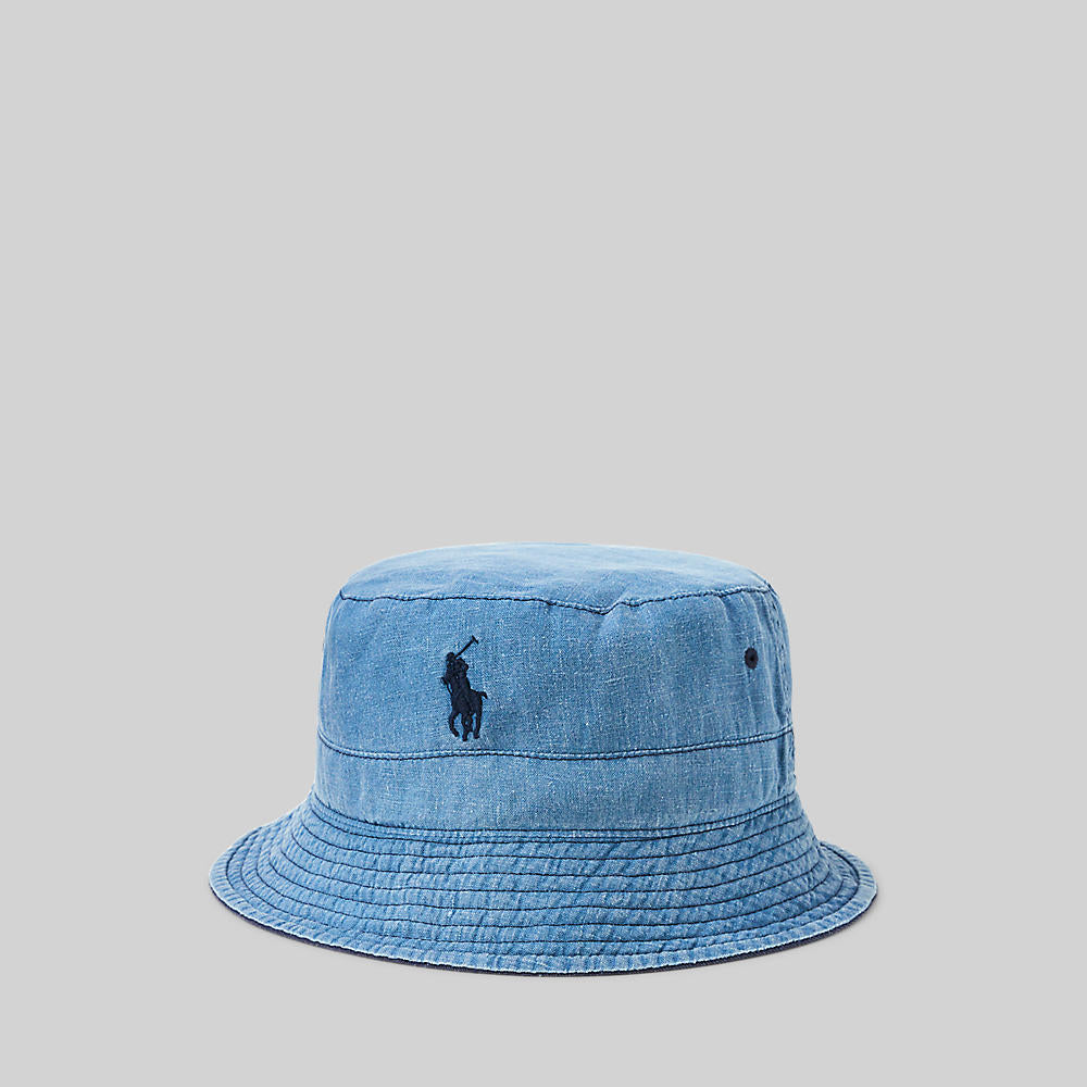 Polo Ralph Lauren Reversible Cotton/Linen Bucket Hat Navy/Indigo