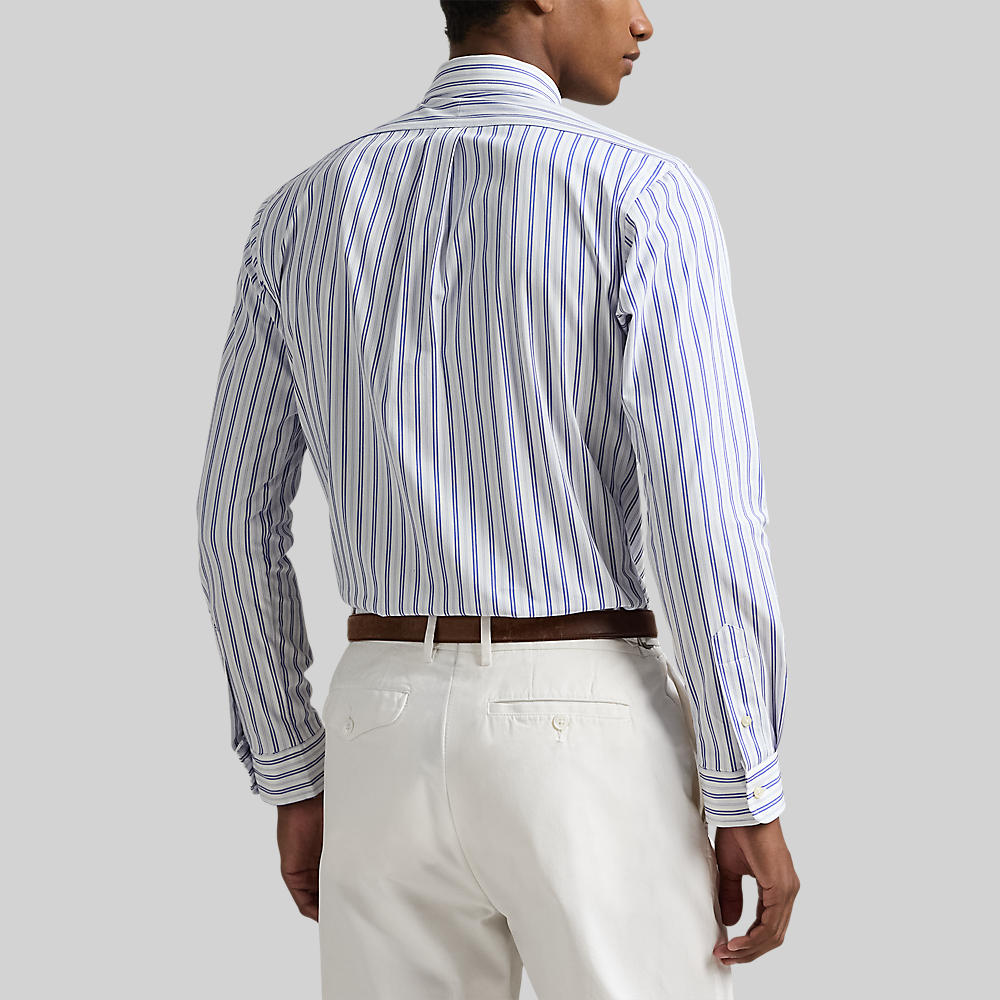 Polo Ralph Lauren Custom Fit Stretch Poplin LS Shirt White/Blue Multi