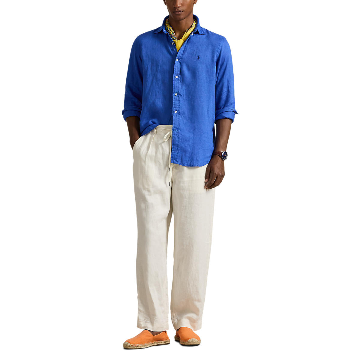 Polo Ralph Lauren Custom Fit Linen Shirt New Iris Blue