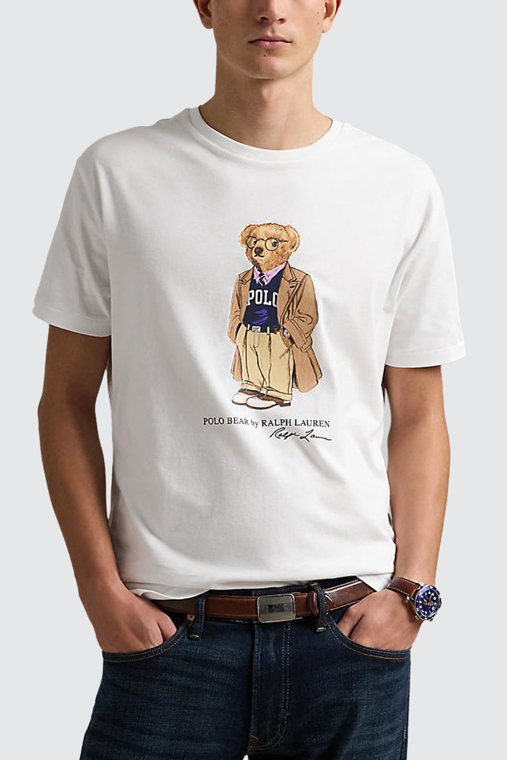 Polo Ralph Lauren Custom Slim Fit Polo Bear Jersey Tee White Heritage