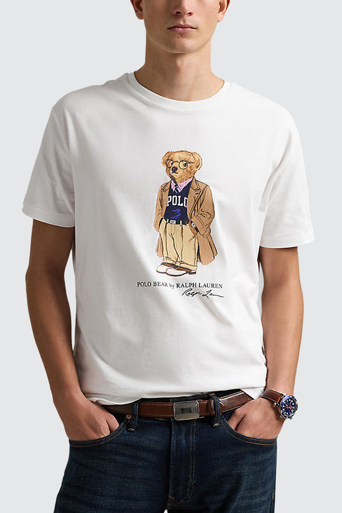 Polo Ralph Lauren Custom Slim Fit Polo Bear Jersey Tee White Heritage