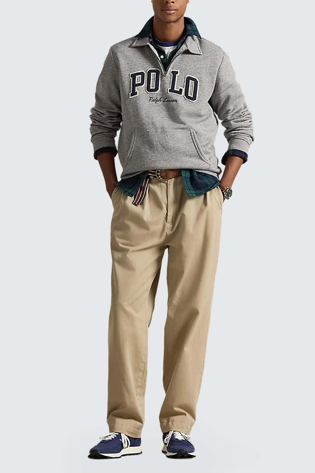 Polo Ralph Lauren Logo Fleece Collared Sweatshirt Dark Vintage Heather
