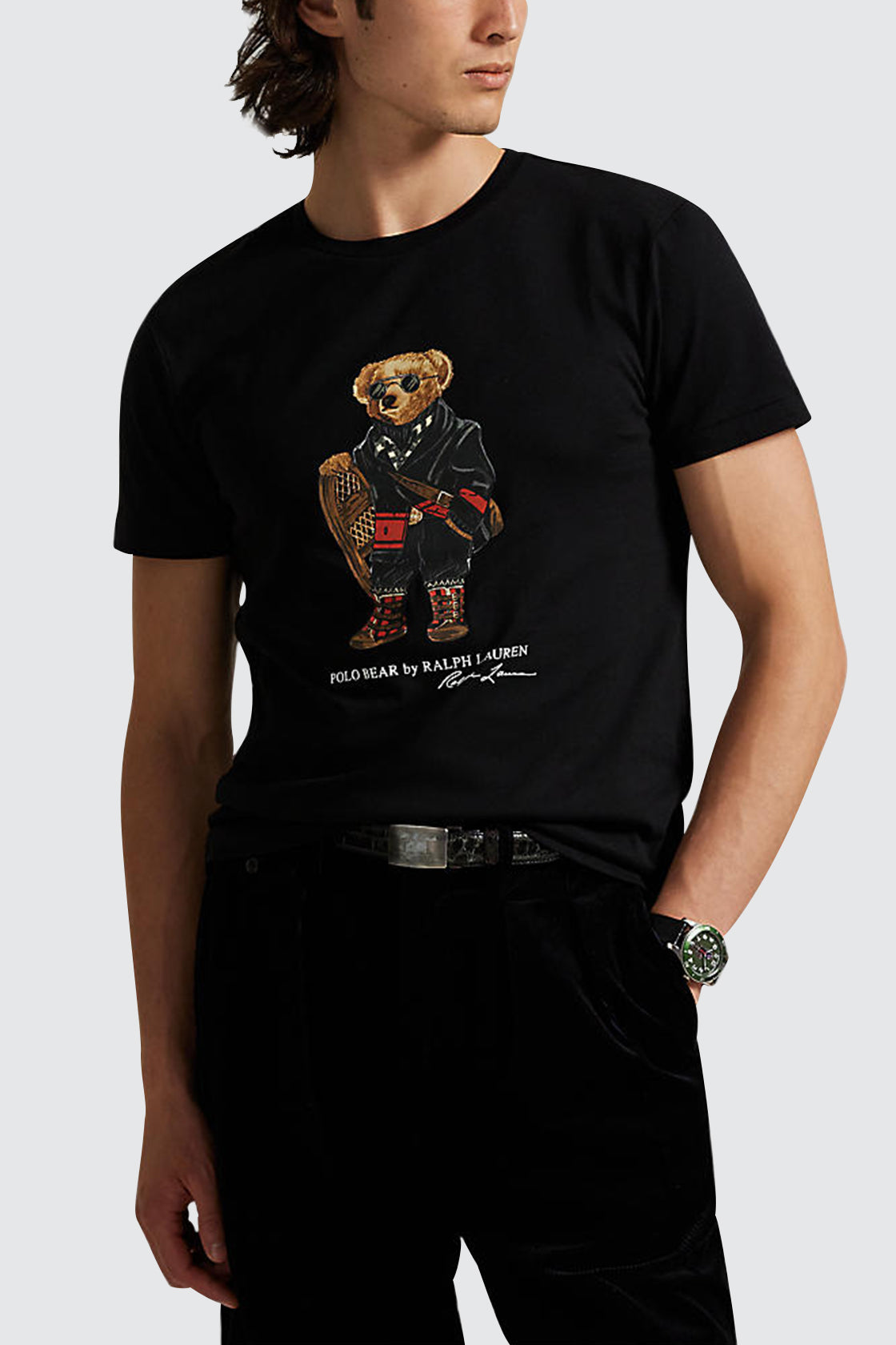 Polo Ralph Lauren Custom Slim Fit Polo Bear Jersey Tee Black Holiday