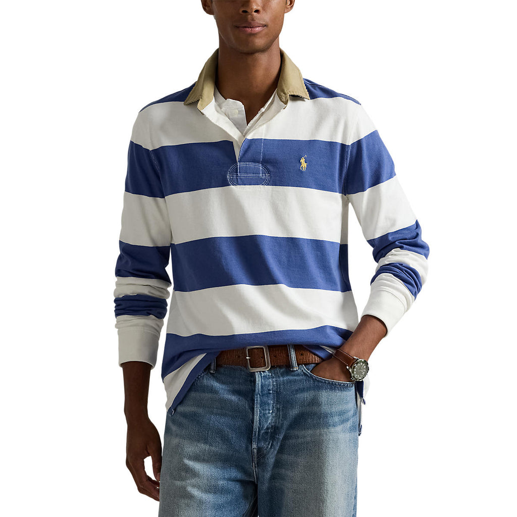 Polo Ralph Lauren Classic Fit Khaki-Collar Rugby Shirt Old Royal/Trophy Cream