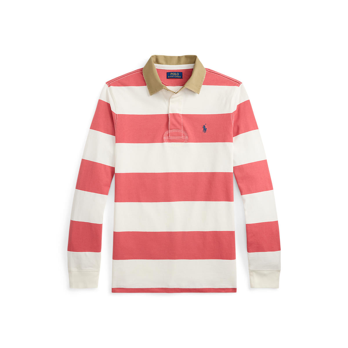 Polo Ralph Lauren Classic Fit Khaki-Collar Rugby Shirt Red Sky/Trophy Cream