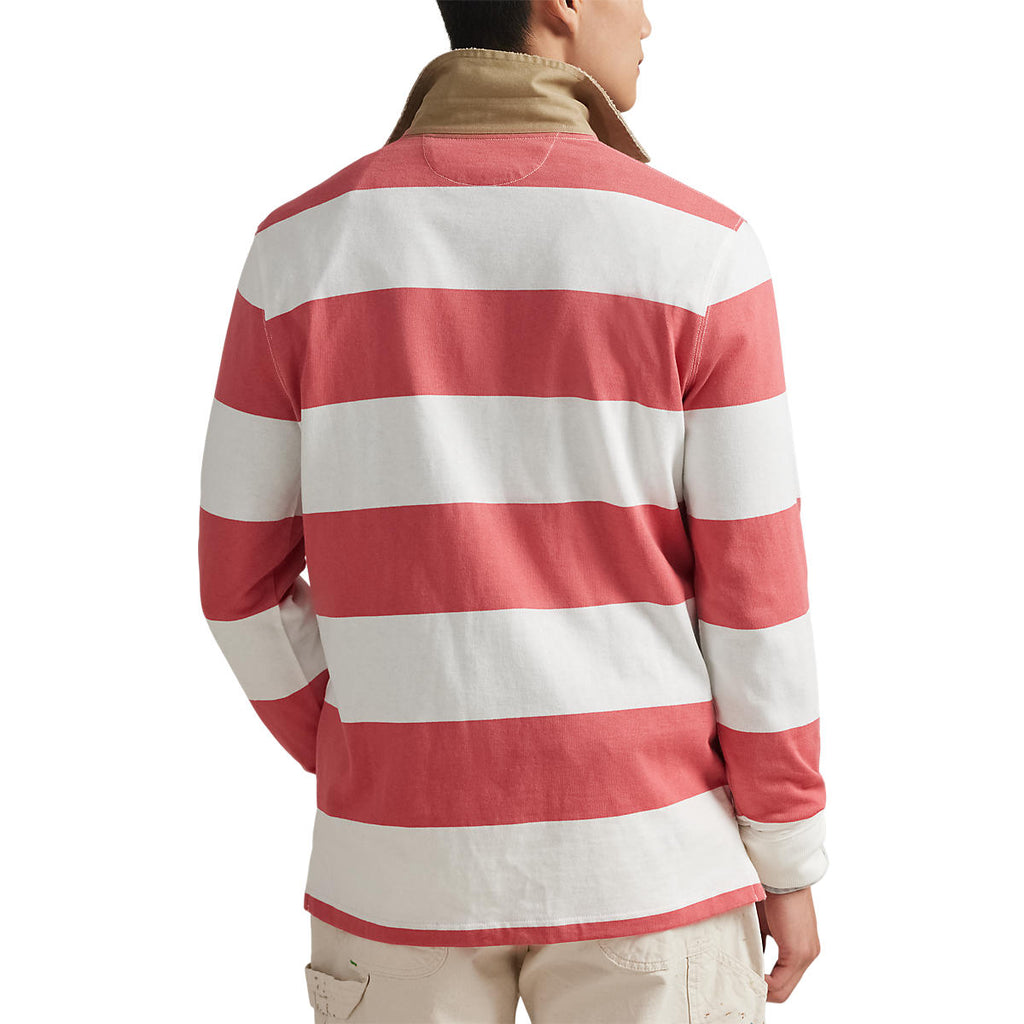 Polo Ralph Lauren Classic Fit Khaki-Collar Rugby Shirt Red Sky/Trophy Cream