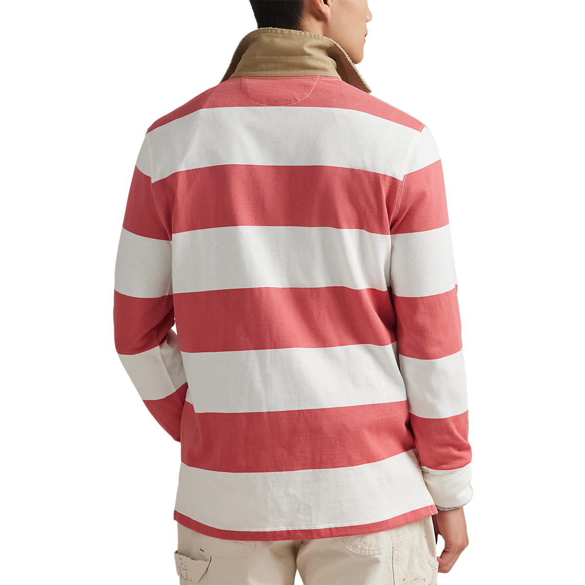 Polo Ralph Lauren Classic Fit Khaki-Collar Rugby Shirt Red Sky/Trophy Cream