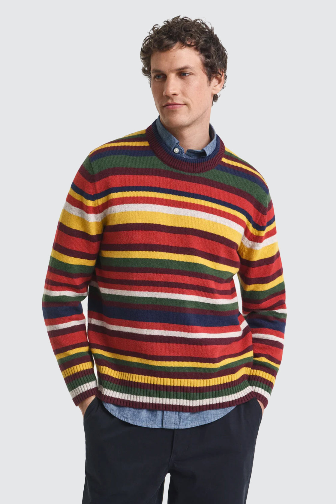 Gant Striped Crew Necked Knitwear Multi Coloured