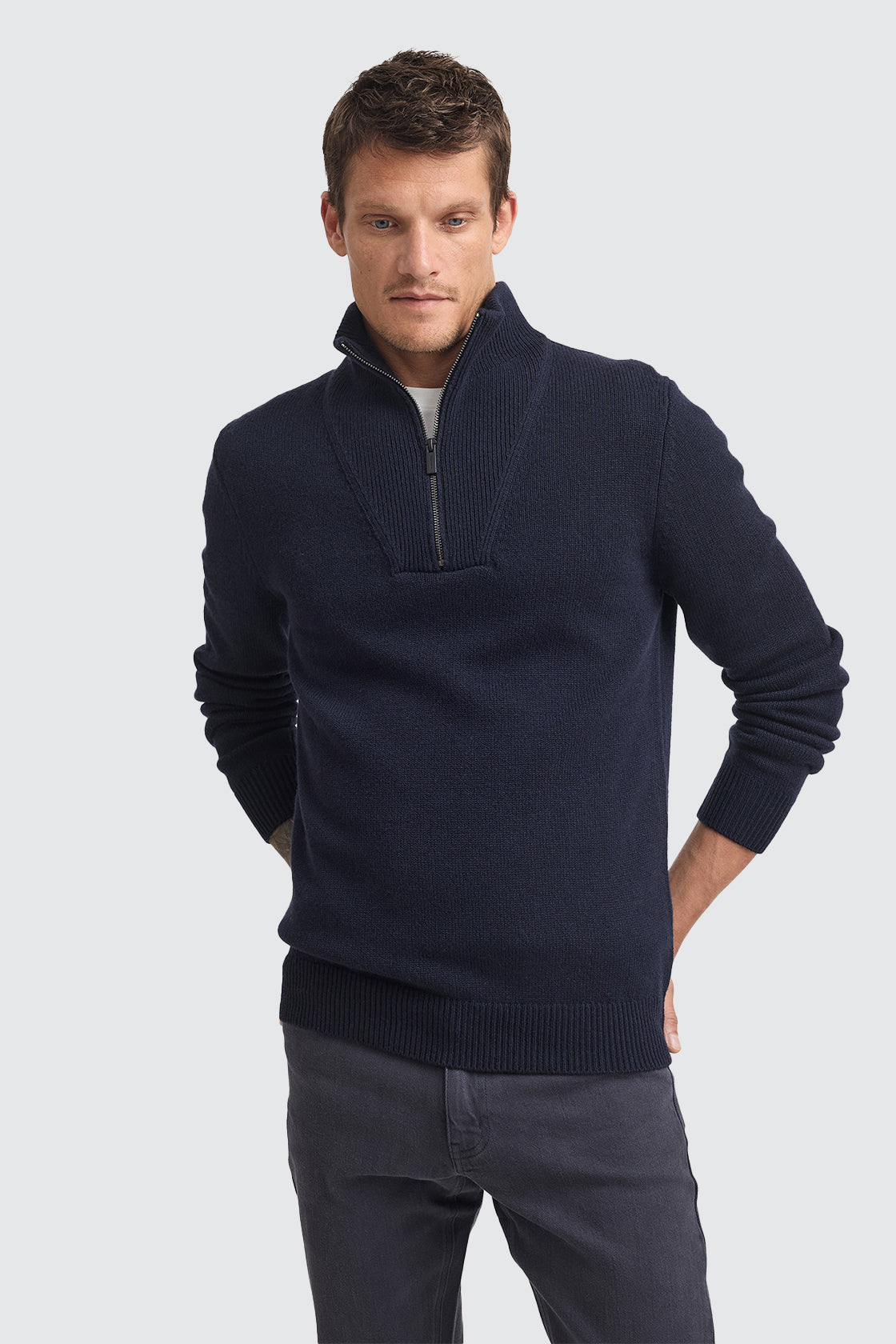 Toorallie Lambswool Half Zip French Navy