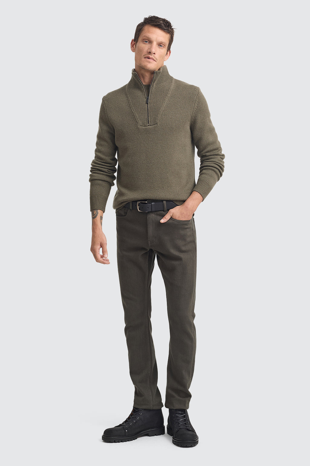 Toorallie Lambswool Half Zip Khaki