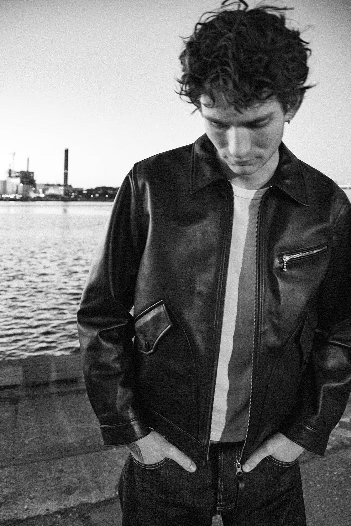 Nudie Jeans Blake Zip Leather Jacket Black
