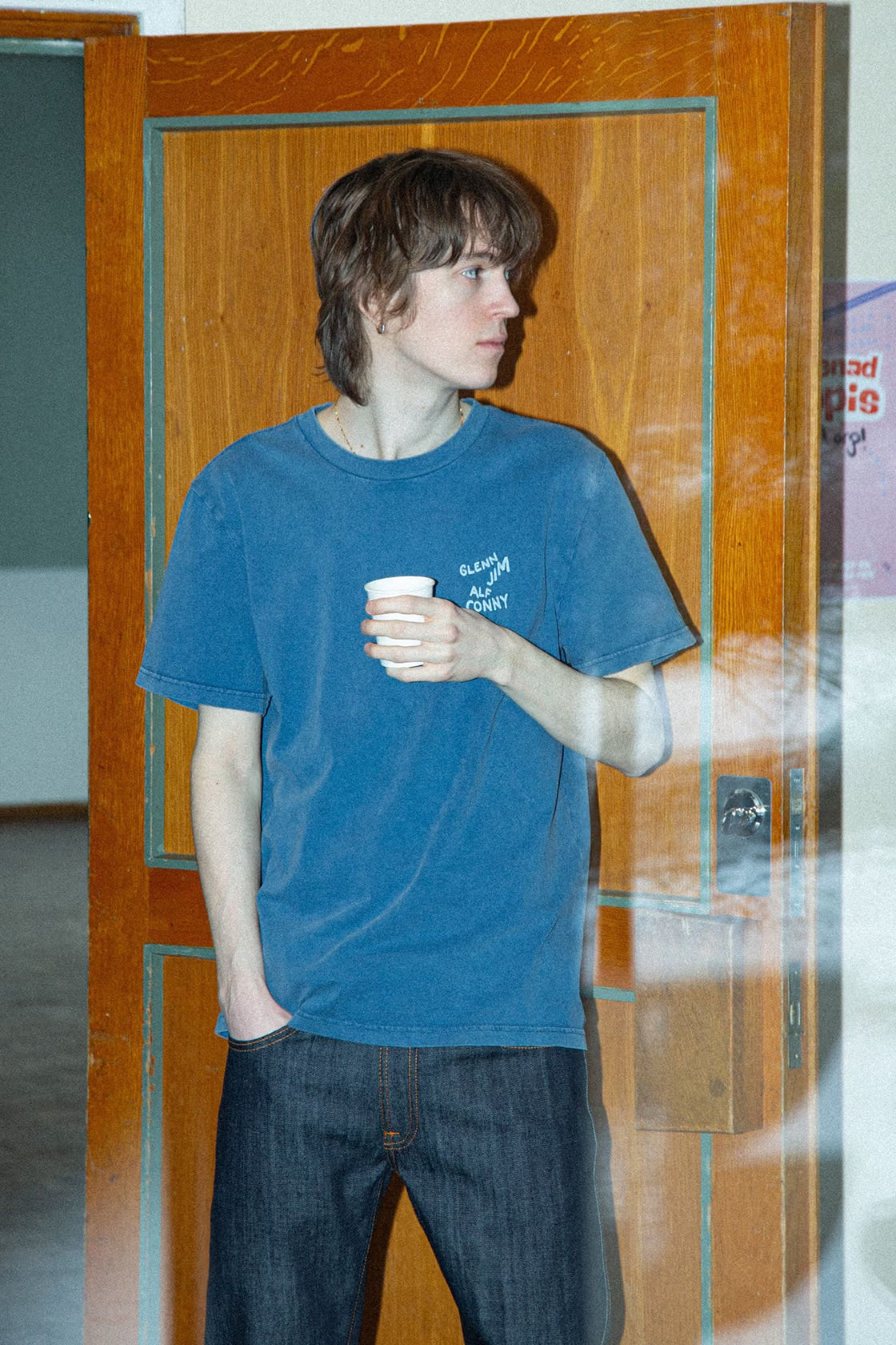 Nudie Jeans Roy T-Shirt OG Line-Up French Blue