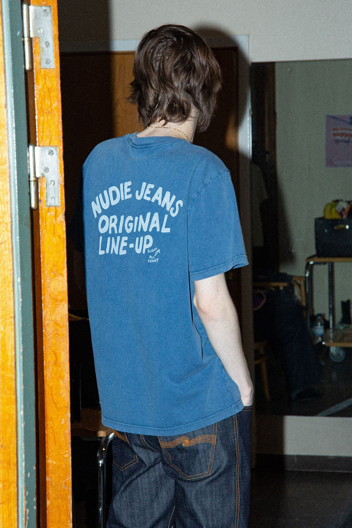 Nudie Jeans Roy T-Shirt OG Line-Up French Blue