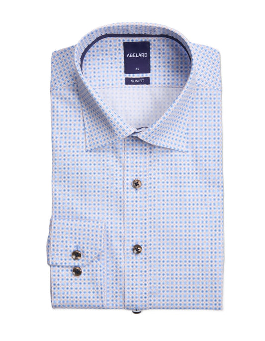 Abelard Mini Maltese Dot Print SC Slim Fit Shirt Blue/Camel