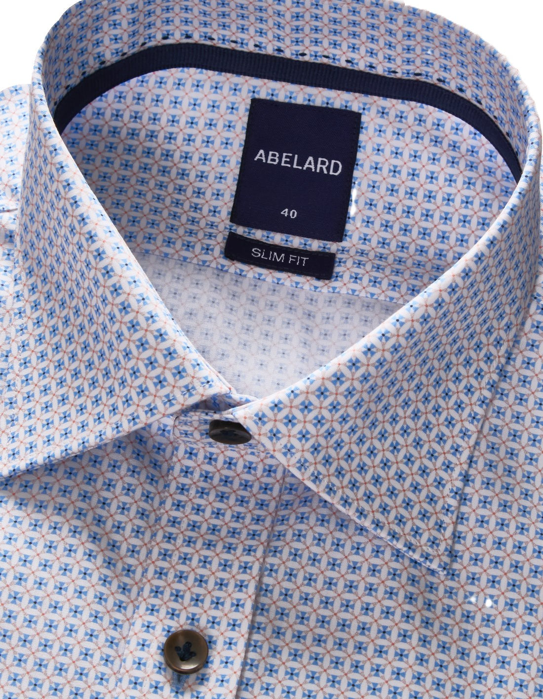 Abelard Mini Maltese Dot Print SC Slim Fit Shirt Blue/Camel