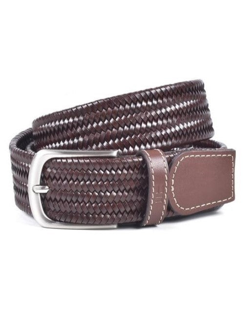 Miguel Bellido Leather Plait Belt Brown