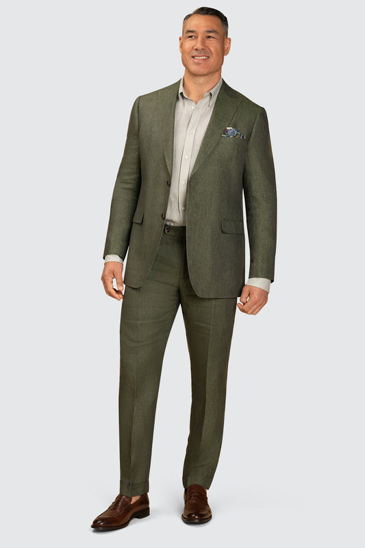 Routleys Evans Linen Trouser Green