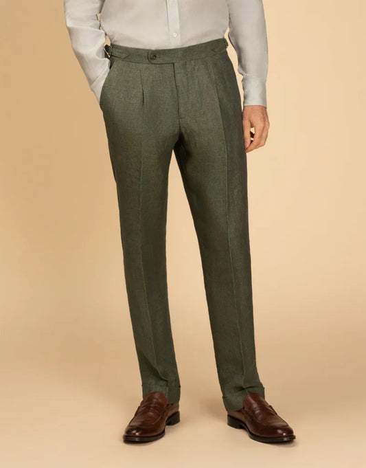 Routleys Evans Linen Trouser Green