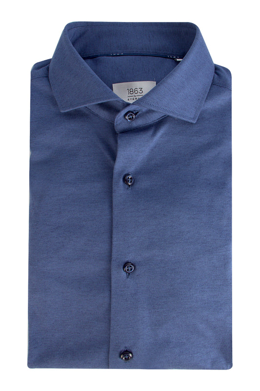 Eterna YS82 Slim Fit Jersey Shirt Blue