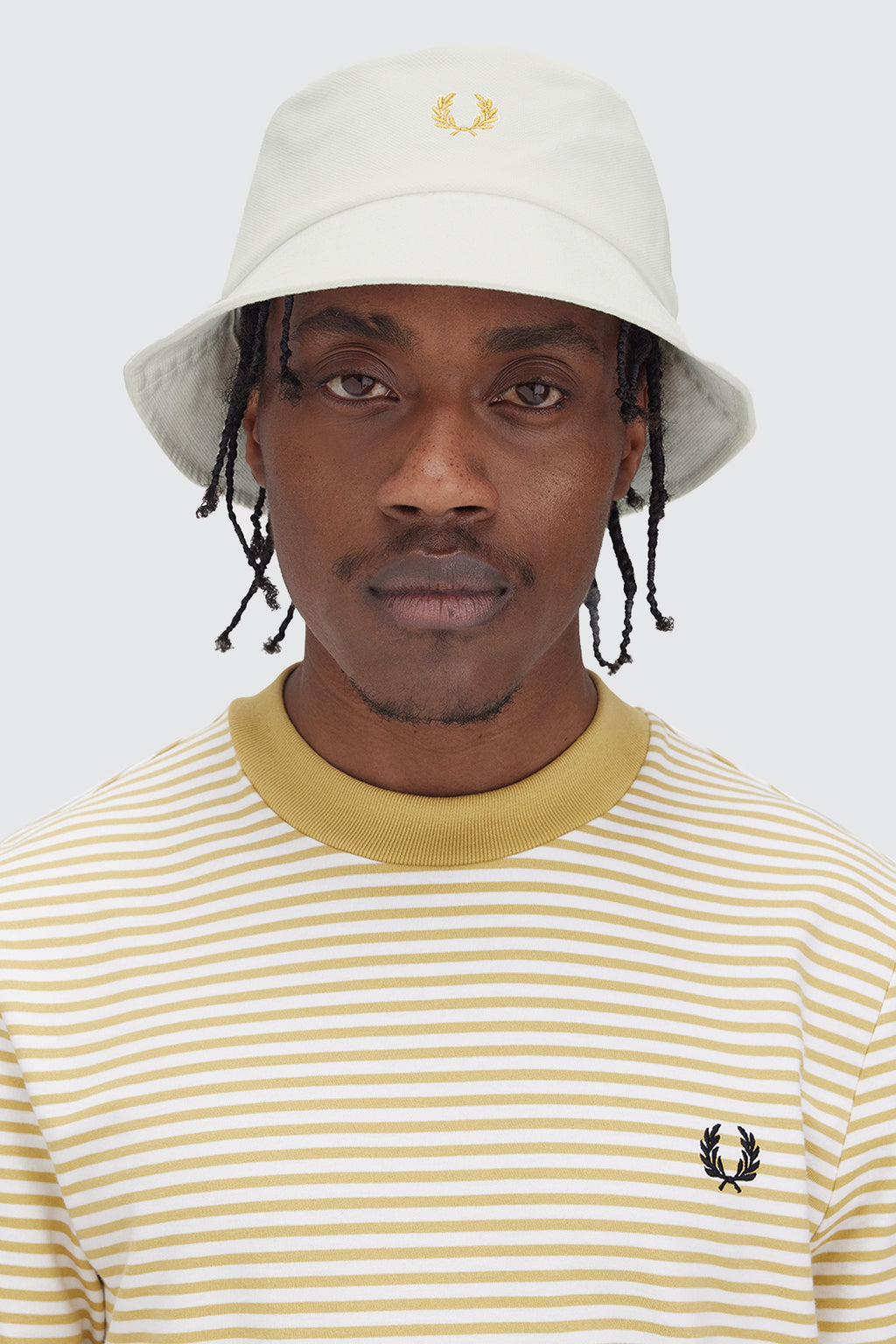Fred Perry Pique Bucket Hat White & Honeycomb White