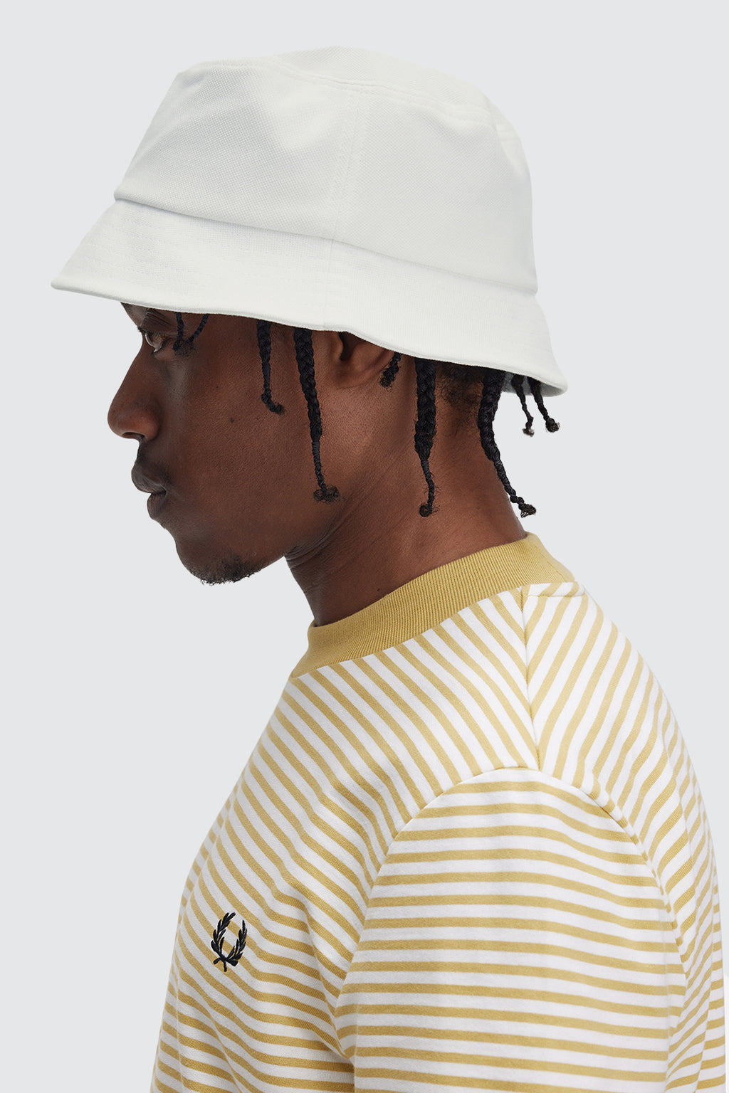 Fred Perry Pique Bucket Hat White & Honeycomb White