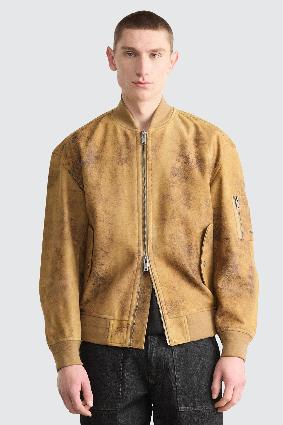 Hugo Boss Jotaco Leather Jacket Medium Beige