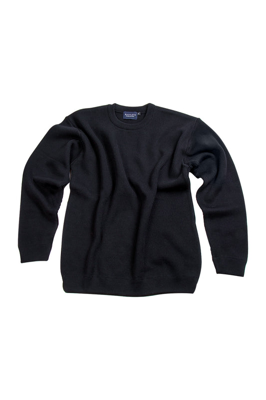 Routleys Fishermans Rib Crew Sweater Black