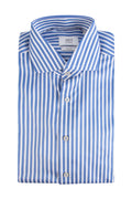Eterna Slim Fit Striped Shirt Blue