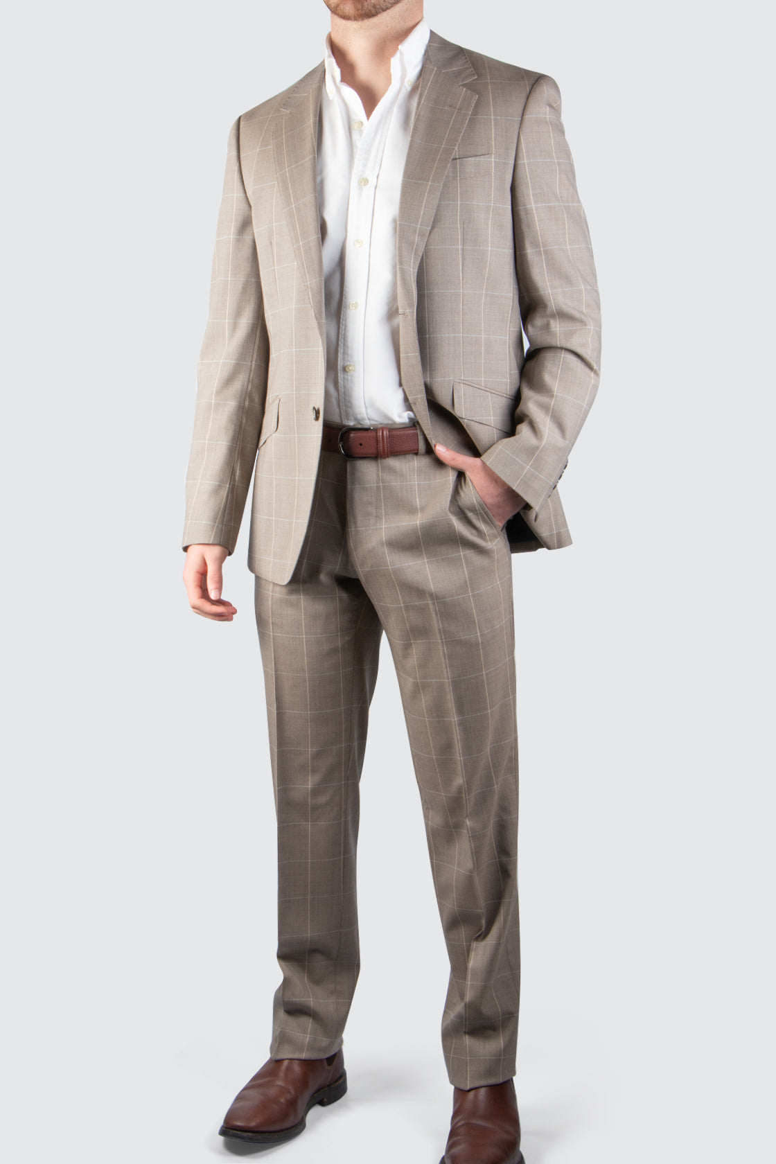 Routleys LE check Suit Light Brown