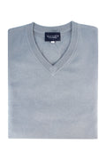 Routleys V Neck Wool/Cashmere Pullover Blue/Grey