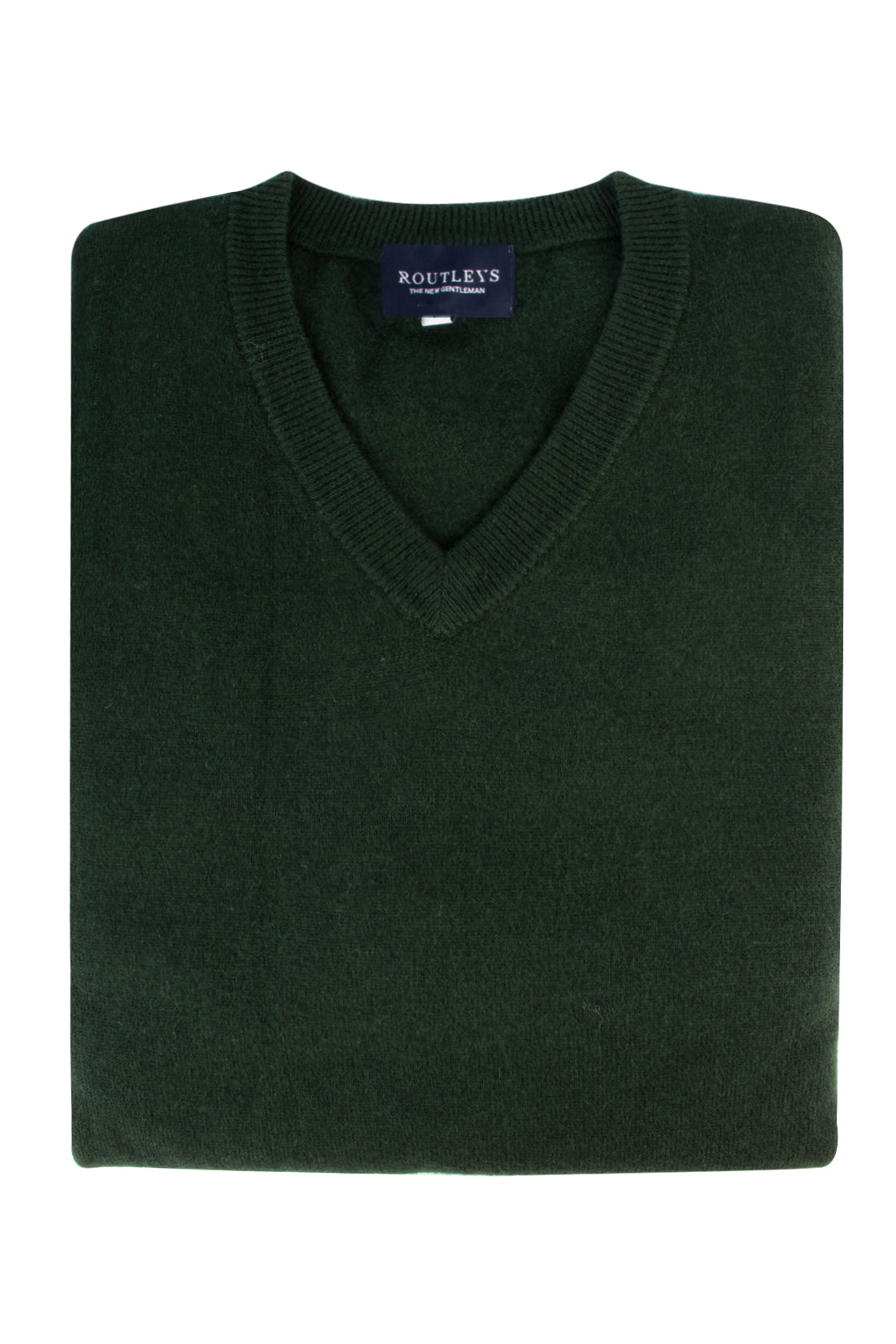 Routleys V Neck Wool/Cashmere Pullover Deep Emerald