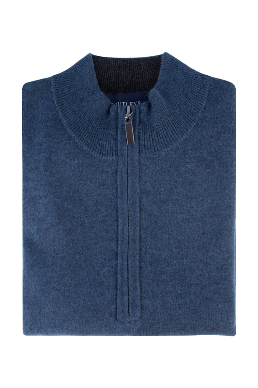 Routleys 1/4 Zip Wool/Cashmere Pullover Dark Denim