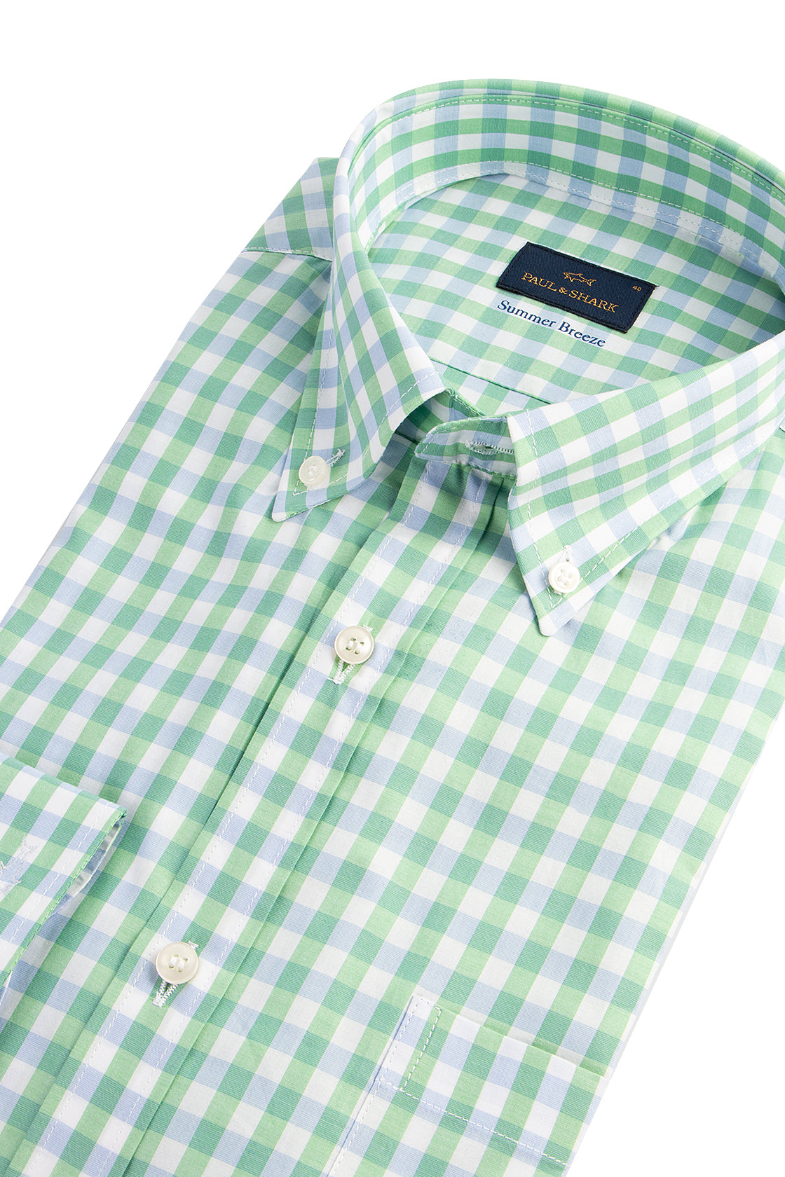 Paul & Shark LS Shirt 8mm Gingham Check Green