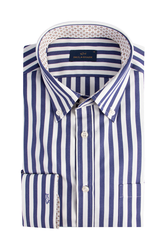 Paul & Shark LS Shirt 8mm Stripe Navy