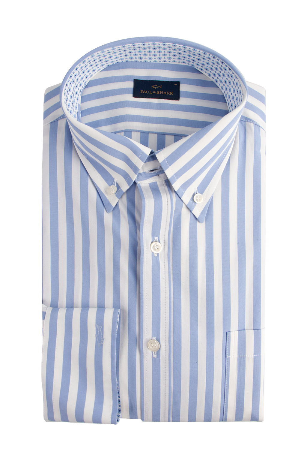 Paul & Shark LS Shirt 8mm Stripe Blue