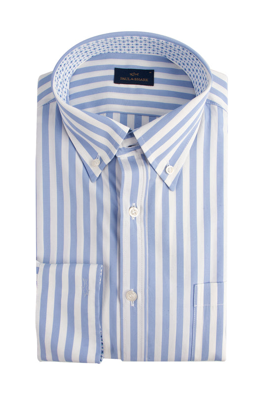 Paul & Shark LS Shirt 8mm Stripe Blue