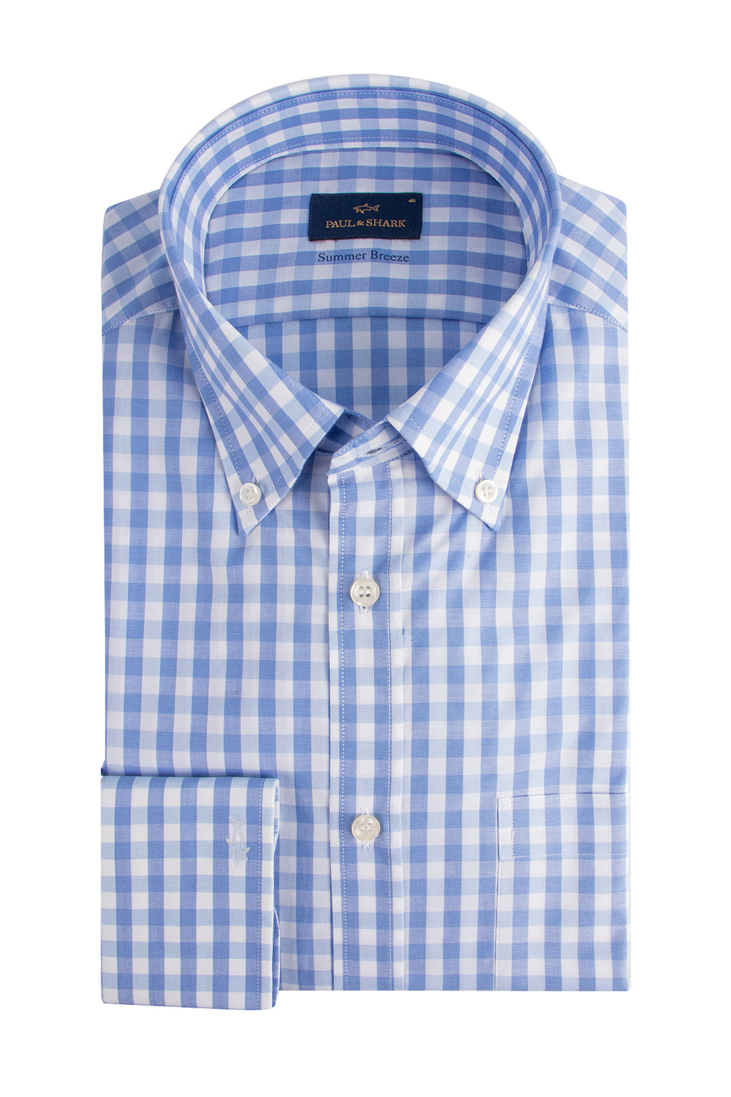 Paul & Shark LS Shirt 8mm Gingham Check Blue