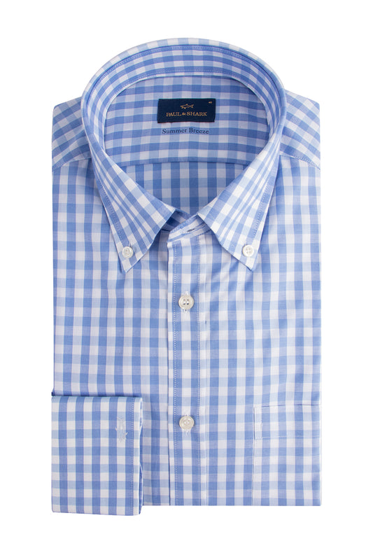 Paul & Shark LS Shirt 8mm Gingham Check Blue