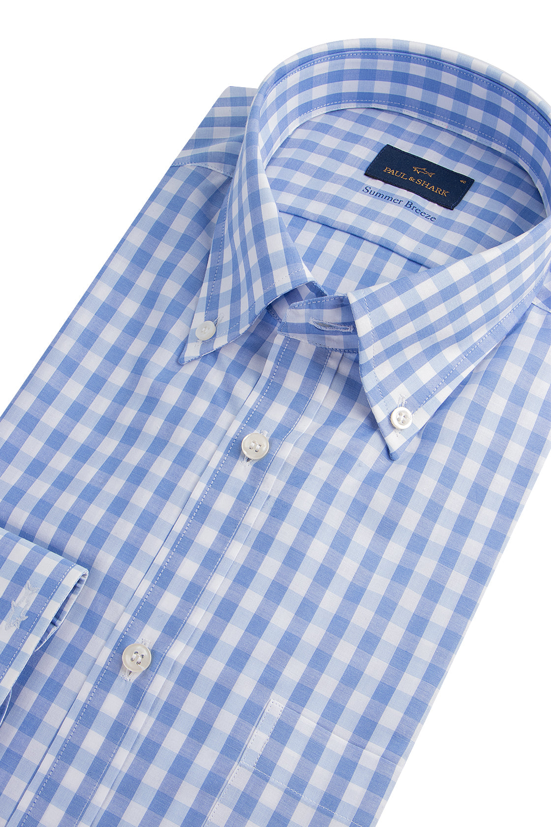 Paul & Shark LS Shirt 8mm Gingham Check Blue